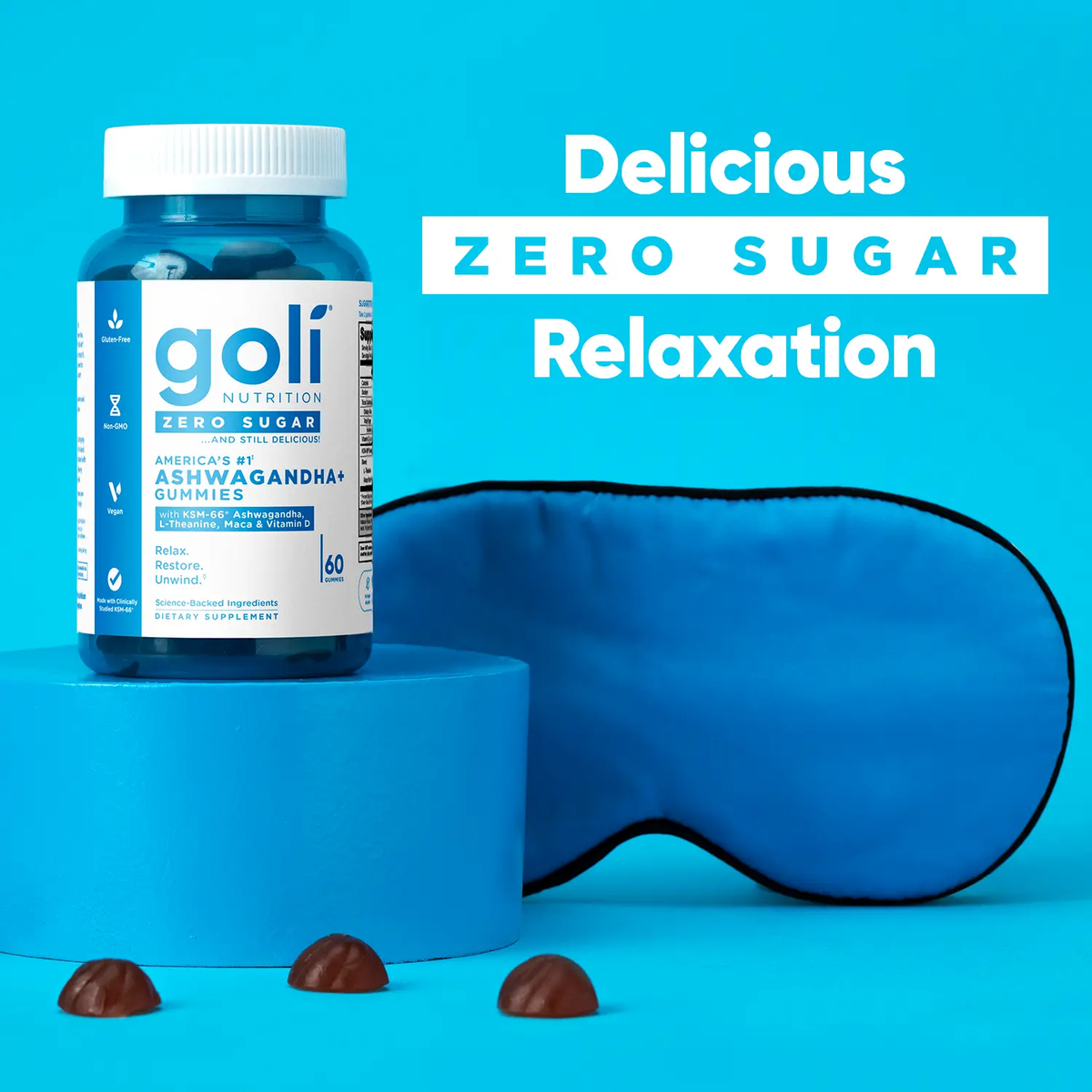 Zero Sugar 3-in-1 Wellness Gummies – Pre + Post + Probiotics, Apple Cider Vinegar, Ashwagandha, L-Theanine, Vitamin B12 & D. Vegan, Gluten-Free, Non-GMO